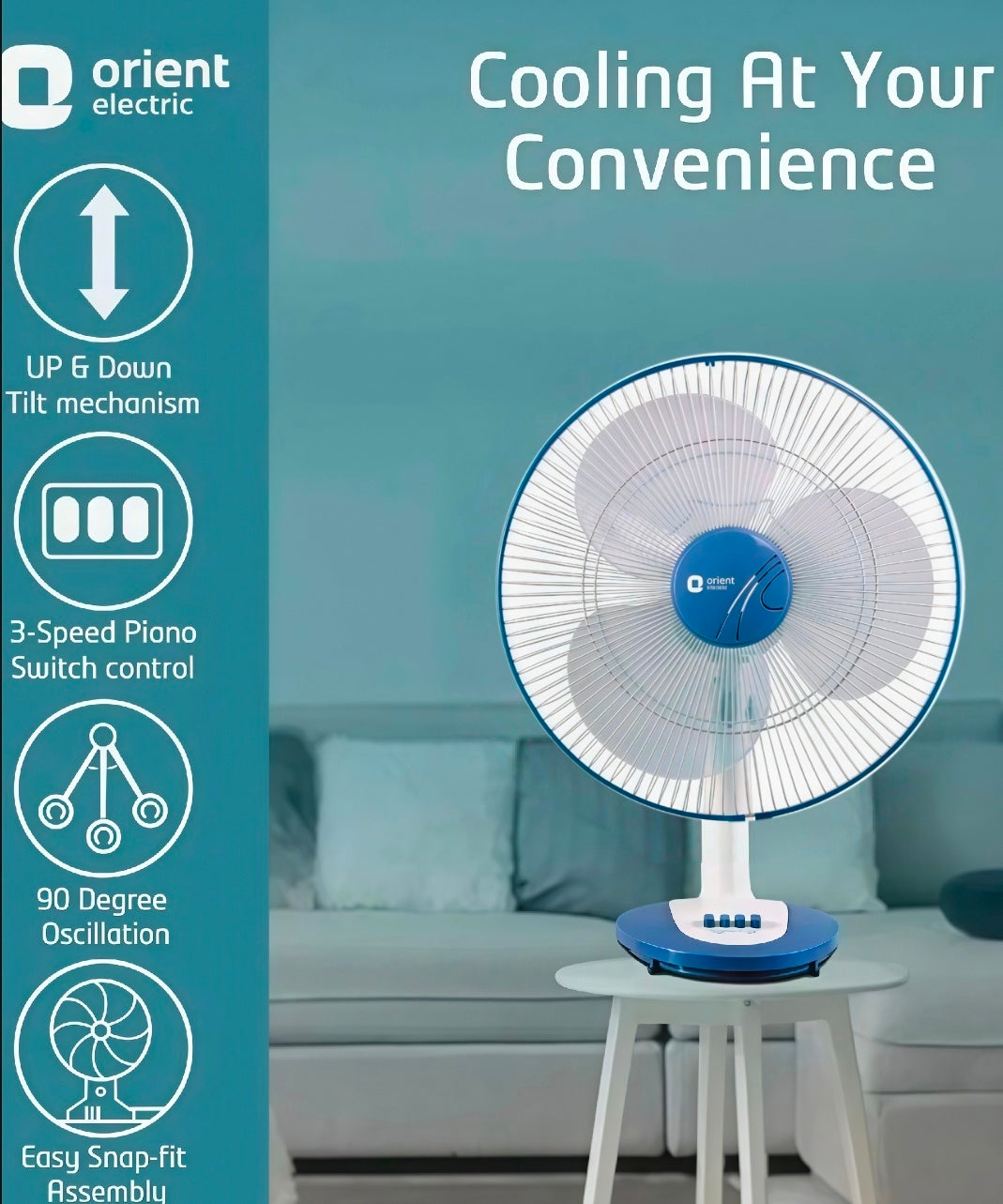Orient Electric 400 mm Desk 25 Silent Operation 400 mm Table Fan
